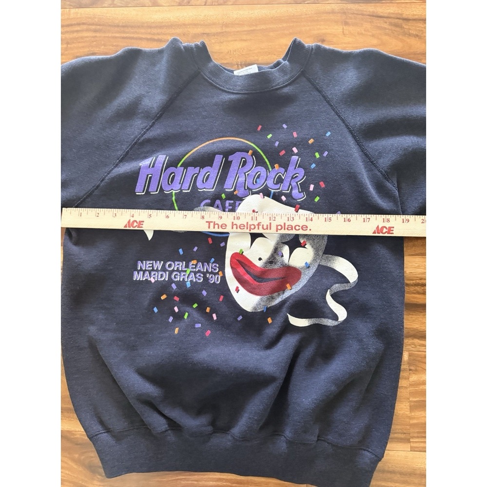 VTG Hard Rock Cafe 1990 Mardi Gras New Orleans Crewneck L Fast Shipping - Picture 4 of 7